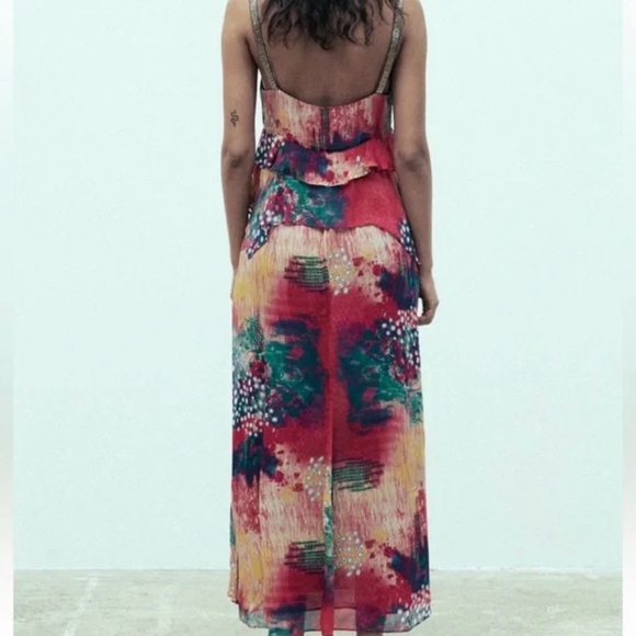 Zara Multicolored Jewel Midi Skirt Size S - Picture 2 of 16